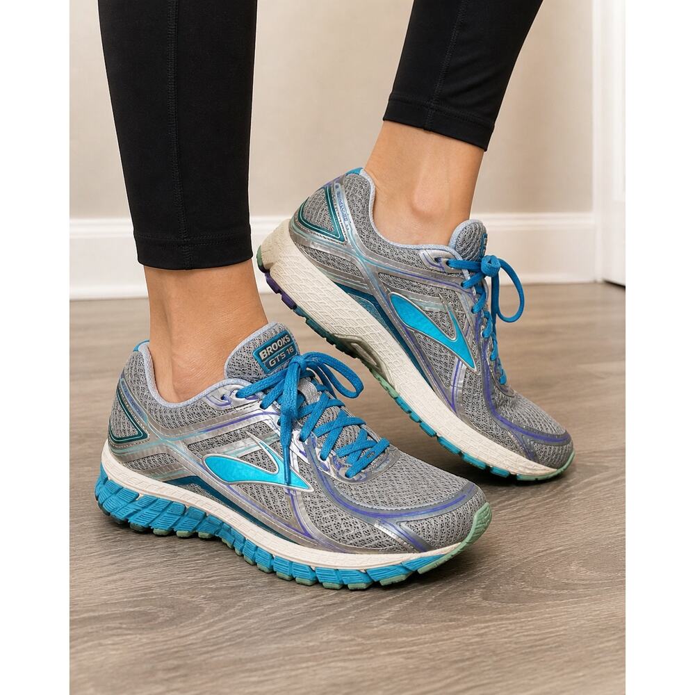 Brooks Adrenaline GTS 16 Womens 10 Gray Blue Running Shoes Walking Outside